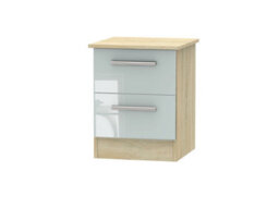 Trent 2 Drawer Compact Bedside Cabinet In Grey & Bardolino Oak (Ready Assembled)