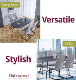 Hallowood Furniture Cullompton Large 160Cm Oval Table With 4 Grey High Back Chairs - thumbnail 6
