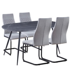 Hallowood Furniture Cullompton Large 160Cm Oval Table With 4 Grey High Back Chairs - thumbnail 8