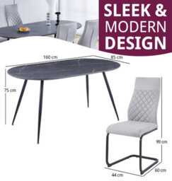 Hallowood Furniture Cullompton Large 160Cm Oval Table With 4 Grey High Back Chairs - thumbnail 3