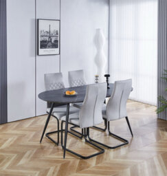 Hallowood Furniture Cullompton Large 160Cm Oval Table With 4 Grey High Back Chairs - thumbnail 1