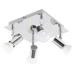 Valuelights Modern Square Chrome 4 Way Gu10 Ceiling Spotlight
