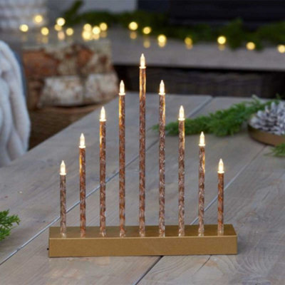 Samuel Alexander 26Cm Battery Operated Gold Light Up Christmas Candle Bridge With 9 Warm White Leds - image 1