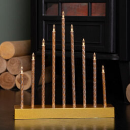 Samuel Alexander 26Cm Battery Operated Gold Light Up Christmas Candle Bridge With 9 Warm White Leds - thumbnail 7