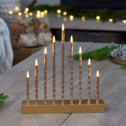Samuel Alexander 26Cm Battery Operated Gold Light Up Christmas Candle Bridge With 9 Warm White Leds - thumbnail 1