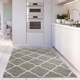 The Rugs Moroccan Shaggy Rugs And Runners Soft  High Pile Grey And Ivory Living Room Kitchen Hallway 710 - thumbnail 6