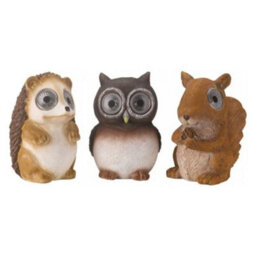 Garden Light Up Woodland Animal Ornamental Solar Powered Lights Set Of 3 Owl Hedgehog & Squirrel - thumbnail 1