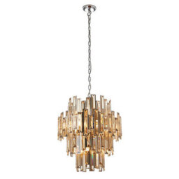 Luminosa Lighting Luminosa Viviana Pendant Chrome Effect Plate & Champagne Crystal (K9) Drops 12 Light Dimmable Ip20 - E14 - thumbnail 2