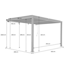 Sweeek - Lean To Pergola With Louvered Roof Aluminium 4 X 3M Palace Black - thumbnail 5