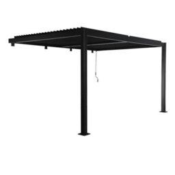 Sweeek - Lean To Pergola With Louvered Roof Aluminium 4 X 3M Palace Black - thumbnail 2