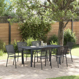 Berkfield Garden Dining Set 7 Pcs Anthracite Steel - thumbnail 1