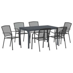 Berkfield Garden Dining Set 7 Pcs Anthracite Steel - thumbnail 2