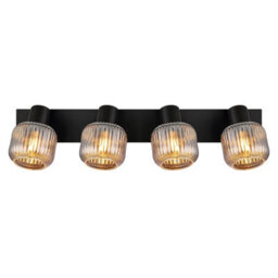 Luminosa Lighting Luminosa Tom Ceiling Spotlight Bar Matt Black Smoke Glass Shade 4X E14 - thumbnail 4