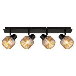 Luminosa Lighting Luminosa Tom Ceiling Spotlight Bar Matt Black Smoke Glass Shade 4X E14 - thumbnail 3