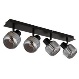 Luminosa Lighting Luminosa Tom Ceiling Spotlight Bar Matt Black Smoke Glass Shade 4X E14 - thumbnail 2