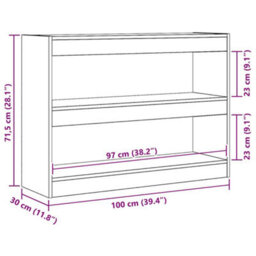 Berkfield Bookcase/room Divider - Artisan Oak - 100X30X72 Cm - Made From Engineered Wood - thumbnail 9