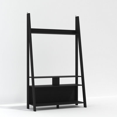 LPD Tiva Black Ladder Tv Unit - Sleek Leaning Design With Spacious Media Display & Shelving W 105 X L 38.6 X H 175.4 Cm - image 1