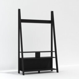 LPD Tiva Black Ladder Tv Unit - Sleek Leaning Design With Spacious Media Display & Shelving W 105 X L 38.6 X H 175.4 Cm - thumbnail 1