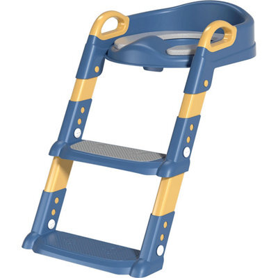 Taylor & Brown Adjustable Potty Ladder Seat With Steps, Cushioned Toddler Toilet Trainer With Handles & Anti-Slip Stool (Blue) - image 1