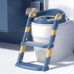 Taylor & Brown Adjustable Potty Ladder Seat With Steps, Cushioned Toddler Toilet Trainer With Handles & Anti-Slip Stool (Blue) - thumbnail 4