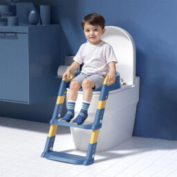Taylor & Brown Adjustable Potty Ladder Seat With Steps, Cushioned Toddler Toilet Trainer With Handles & Anti-Slip Stool (Blue) - thumbnail 2