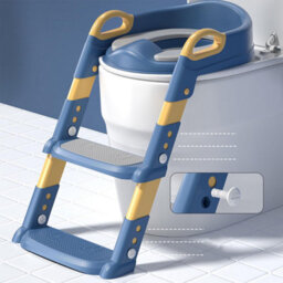 Taylor & Brown Adjustable Potty Ladder Seat With Steps, Cushioned Toddler Toilet Trainer With Handles & Anti-Slip Stool (Blue) - thumbnail 3