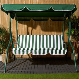 Ohs 3 Seater Swing Bench Garden Furniture Set Outdoor Canopy Patio Sofa, Green - thumbnail 3