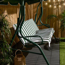 Ohs 3 Seater Swing Bench Garden Furniture Set Outdoor Canopy Patio Sofa, Green - thumbnail 2