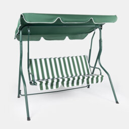 Ohs 3 Seater Swing Bench Garden Furniture Set Outdoor Canopy Patio Sofa, Green - thumbnail 5