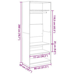 Berkfield Wardrobe Sonoma Oak 80X50X200 Cm Engineered Wood - thumbnail 9