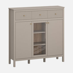 Heze Furniture Kleo 3 Door 3 Drawers Sideboard With Glass - Taupe