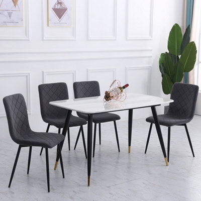 Living And Home Set Of 4 Grey Dining Chair Set Frosted Velvet Kitchen Chair Accent Chair For Living Room Kitchen - image 1