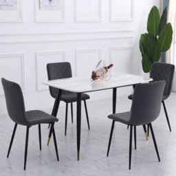 Living And Home Set Of 4 Grey Dining Chair Set Frosted Velvet Kitchen Chair Accent Chair For Living Room Kitchen - thumbnail 2