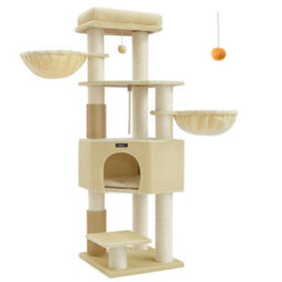 LEDREM Cat Tree For Large Cats, Heavy-Duty Cat Tower With Self-Warming Pads, 2 Self-Groomers, 9 Scratching Posts, Large Perch - thumbnail 2