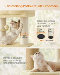 LEDREM Cat Tree For Large Cats, Heavy-Duty Cat Tower With Self-Warming Pads, 2 Self-Groomers, 9 Scratching Posts, Large Perch - thumbnail 6
