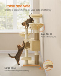 LEDREM Cat Tree For Large Cats, Heavy-Duty Cat Tower With Self-Warming Pads, 2 Self-Groomers, 9 Scratching Posts, Large Perch - thumbnail 8