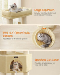 LEDREM Cat Tree For Large Cats, Heavy-Duty Cat Tower With Self-Warming Pads, 2 Self-Groomers, 9 Scratching Posts, Large Perch - thumbnail 5