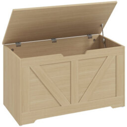 Wyld Haus Yolu Vina 100L Natural Wood-Effect Storage Chest With Safety Hinges And Anti-Slip Feet - thumbnail 2