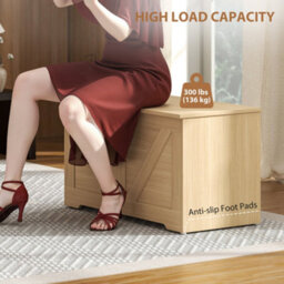 Wyld Haus Yolu Vina 100L Natural Wood-Effect Storage Chest With Safety Hinges And Anti-Slip Feet - thumbnail 7
