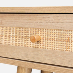 Sweeek - 2-Drawers Dressing Table With Rounded Mirror Boheme Natural 90X35X135.5 Cm - thumbnail 6
