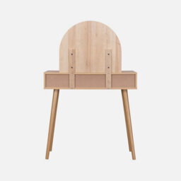 Sweeek - 2-Drawers Dressing Table With Rounded Mirror Boheme Natural 90X35X135.5 Cm - thumbnail 5