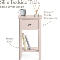 Christow 1 Drawer Slim Bedside Table Pink - thumbnail 3