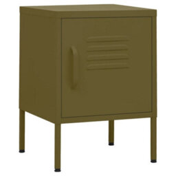 Berkfield Modern Nightstand Olive Green 35X35X51 Cm Steel