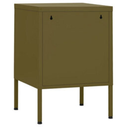 Berkfield Modern Nightstand Olive Green 35X35X51 Cm Steel - thumbnail 5