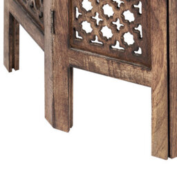 Wyld And Coco Mangocraft Round Side Table Dark Mango Wood Carved Top Dia 53 Cm - thumbnail 4