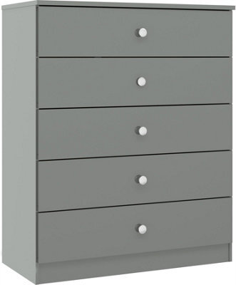 Denver Grey Gloss 5 Drawer Chest Of Drawers Bedroom Furniture Storage - image 1