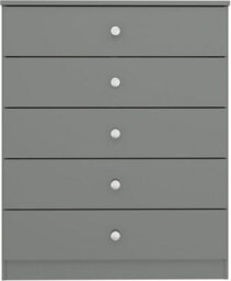 Denver Grey Gloss 5 Drawer Chest Of Drawers Bedroom Furniture Storage - thumbnail 2