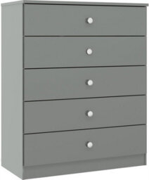 Denver Grey Gloss 5 Drawer Chest Of Drawers Bedroom Furniture Storage