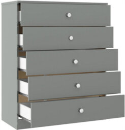 Denver Grey Gloss 5 Drawer Chest Of Drawers Bedroom Furniture Storage - thumbnail 3