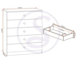 Denver Grey Gloss 5 Drawer Chest Of Drawers Bedroom Furniture Storage - thumbnail 8